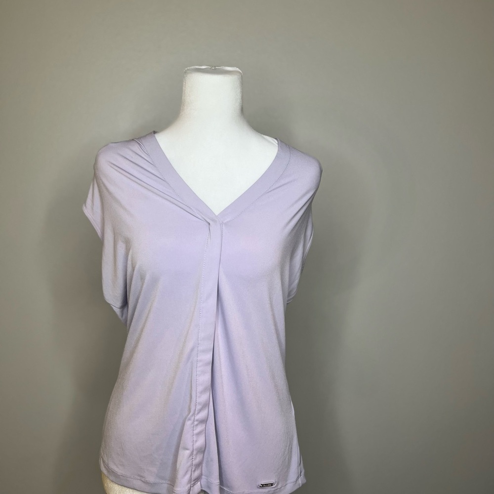 Calvin Klein Women's V-Neck Pleated Front Top - Light Lavender